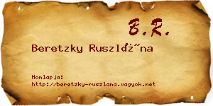Beretzky Ruszlána névjegykártya